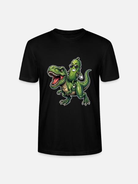 Sour cucumber rides dinosaur - Stanley/Stella CRAFTER Unisex Organic T-Shirt - black