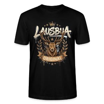 Chemise traditionnelle pour enfants Chemise traditionnelle pour hommes Lausbua - T-shirt bio CRAFTER Stanley Stella Unisexe - noir - Devant - Alina (178cm) & Michal (187cm)