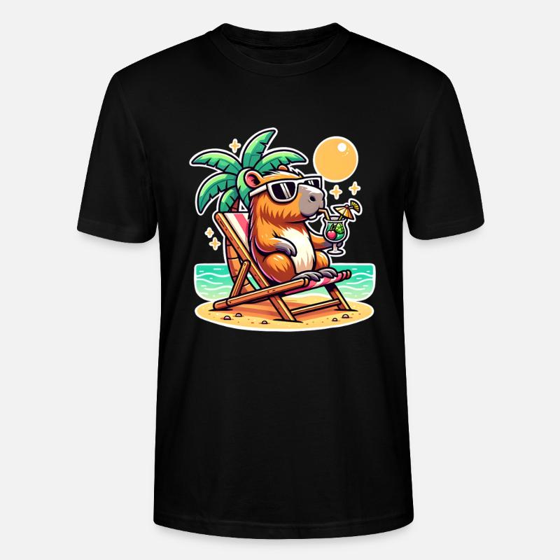 Capybara Urlaub - Stanley/Stella Unisex Bio-T-Shirt CRAFTER - Schwarz
