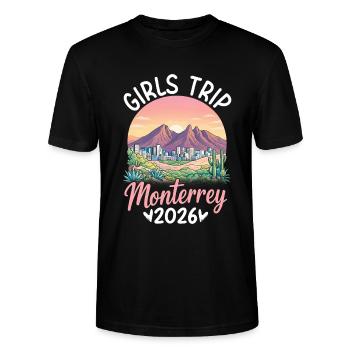 Monterrey Girls Trip 2027 - Stanley/Stella Unisex Bio-T-Shirt CRAFTER - Schwarz - Vorne - Alina (178cm) & Michal (187cm)