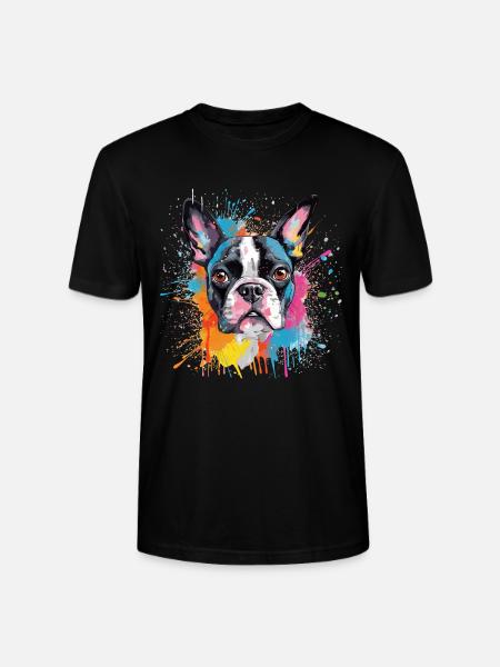 Portrait éclaboussé du Boston Terrier - T-shirt bio CRAFTER Stanley Stella Unisexe - noir