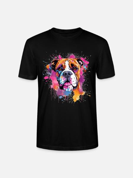 Lebendiges Boxerhund-Splash-Porträt - Stanley/Stella Unisex Bio-T-Shirt CRAFTER - Schwarz