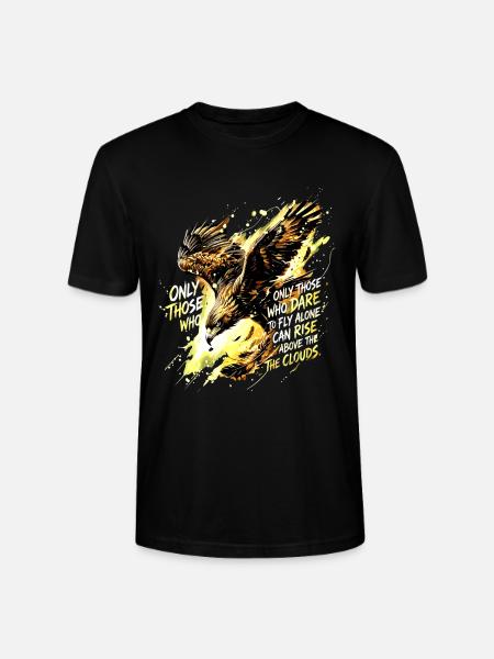 Fly Alone Eagle Quote Art - Stanley/Stella CRAFTER Unisex Organic T-Shirt - black