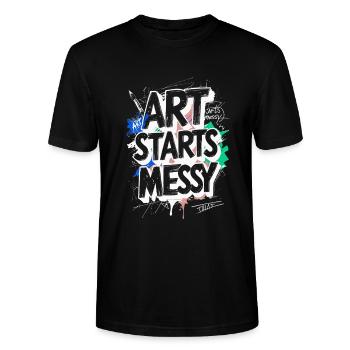Scribble Kritzeln Zeichnung Art Starts Messy - Stanley/Stella Unisex Bio-T-Shirt CRAFTER - Schwarz - Vorne - Alina (178cm) & Michal (187cm)