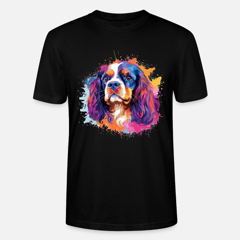 Vibrant Spaniel Splash Portrait - Stanley/Stella CRAFTER Unisex Organic T-Shirt - black