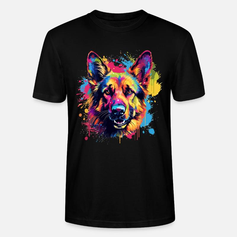 Deutscher Schäferhund Spritzkunst bunt - Stanley/Stella Unisex Bio-T-Shirt CRAFTER - Schwarz