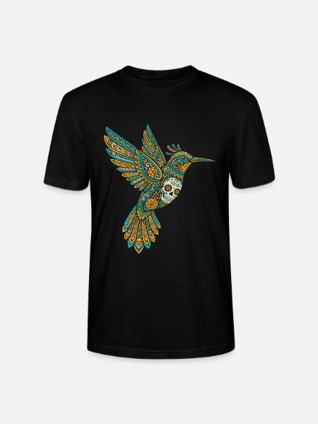 Skull Alebrije Hummingbird Mexican - Stanley/Stella CRAFTER Unisex Organic T-Shirt - black