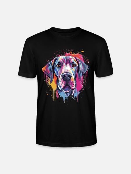 Bunte Hundesplash-Kunst Deutsche Dogge - Stanley/Stella Unisex Bio-T-Shirt CRAFTER - Schwarz