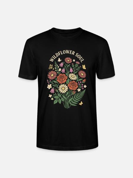 Wildflower Soul Blumenstrauß-Design - Stanley/Stella Unisex Bio-T-Shirt CRAFTER - Schwarz