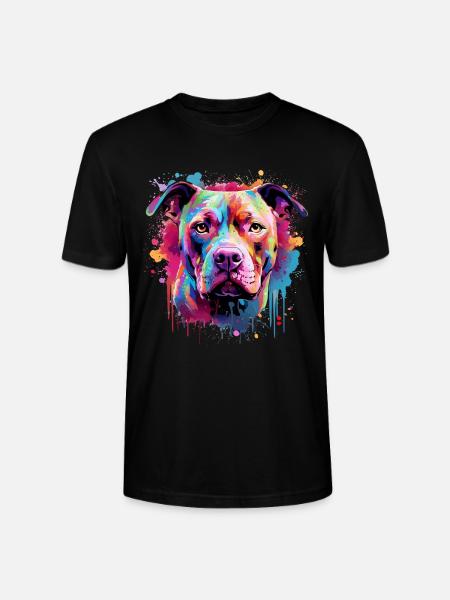 Pitbull Dog Splash Art Bunt - Stanley/Stella Unisex Bio-T-Shirt CRAFTER - Schwarz