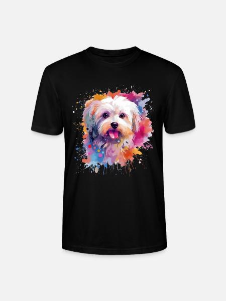 Bunte Malteserhunde-Splash-Art - Stanley/Stella Unisex Bio-T-Shirt CRAFTER - Schwarz