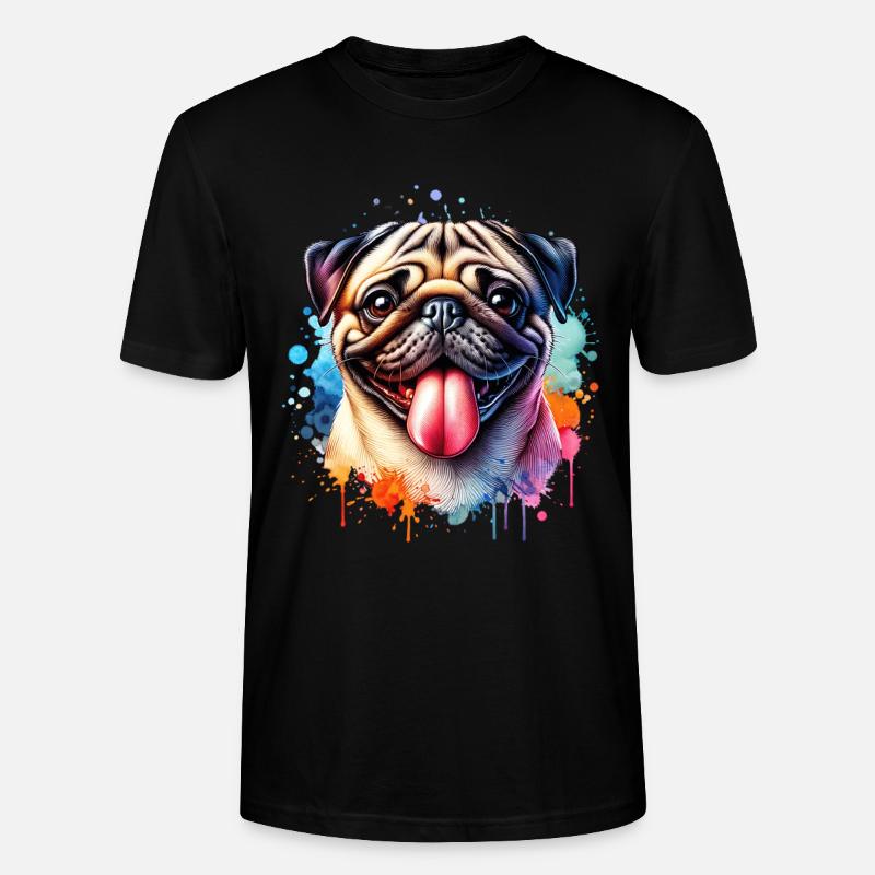 Mops Motiv - Stanley/Stella Unisex Bio-T-Shirt CRAFTER - Schwarz