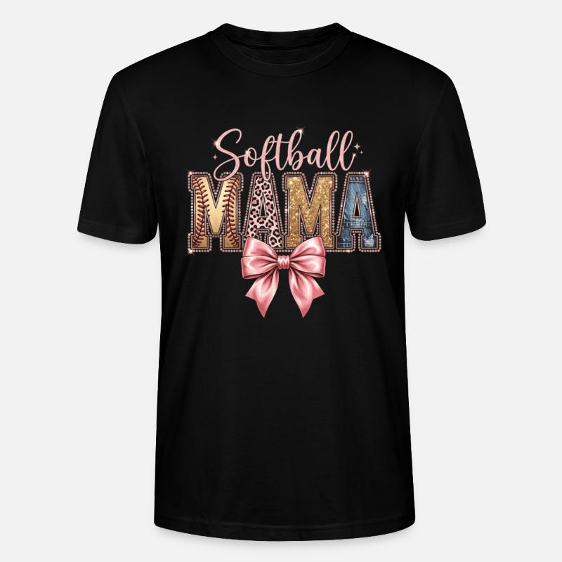 Softball Mama Coquette Leopard Bow - Stanley/Stella Unisex Bio-T-Shirt CRAFTER - Schwarz