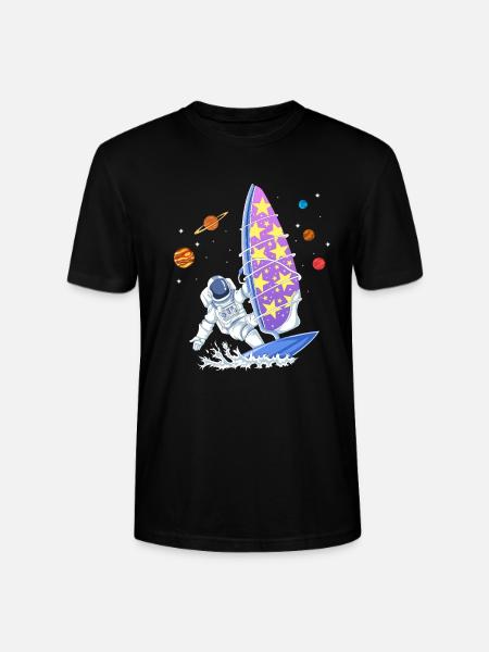 Space Windsurfing Astronaut Galaxy Stars Surfer - Stanley/Stella CRAFTER Unisex Organic T-Shirt - black