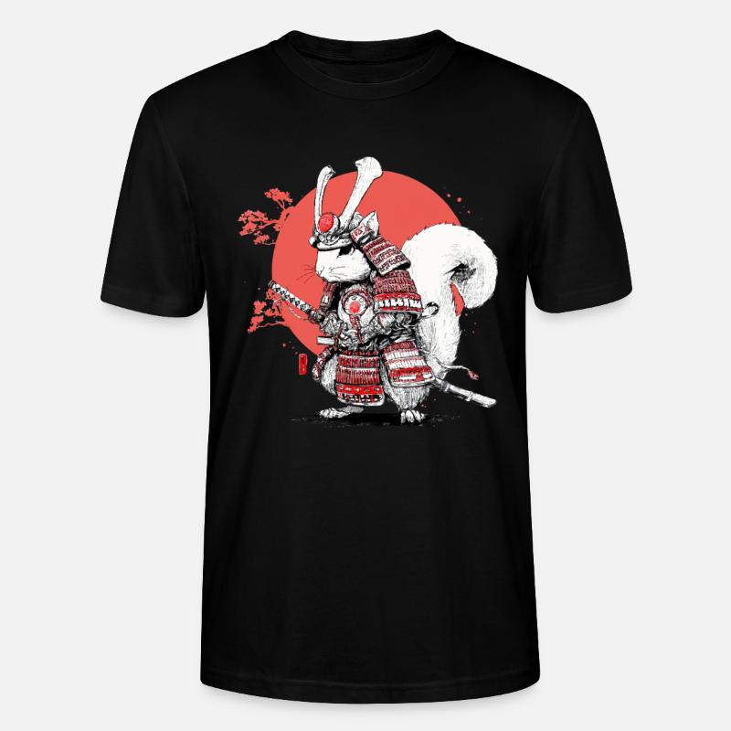 Eichhörnchen-Samurai im Roten Kreis - Stanley/Stella Unisex Bio-T-Shirt CRAFTER - Schwarz