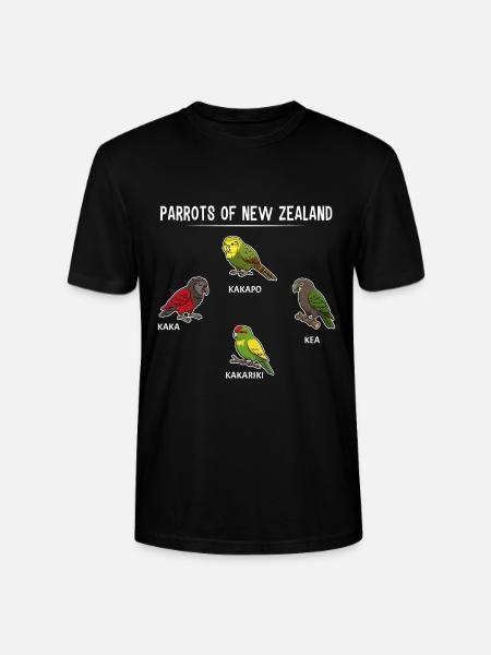Parrots Of New Zealand Kakapo Kaka Kea Kakariki - Stanley/Stella CRAFTER Unisex Organic T-Shirt - black