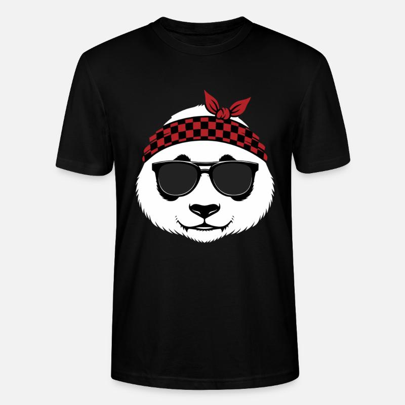 Cooler Panda Bär Sonnenbrille - Stanley/Stella Unisex Bio-T-Shirt CRAFTER - Schwarz