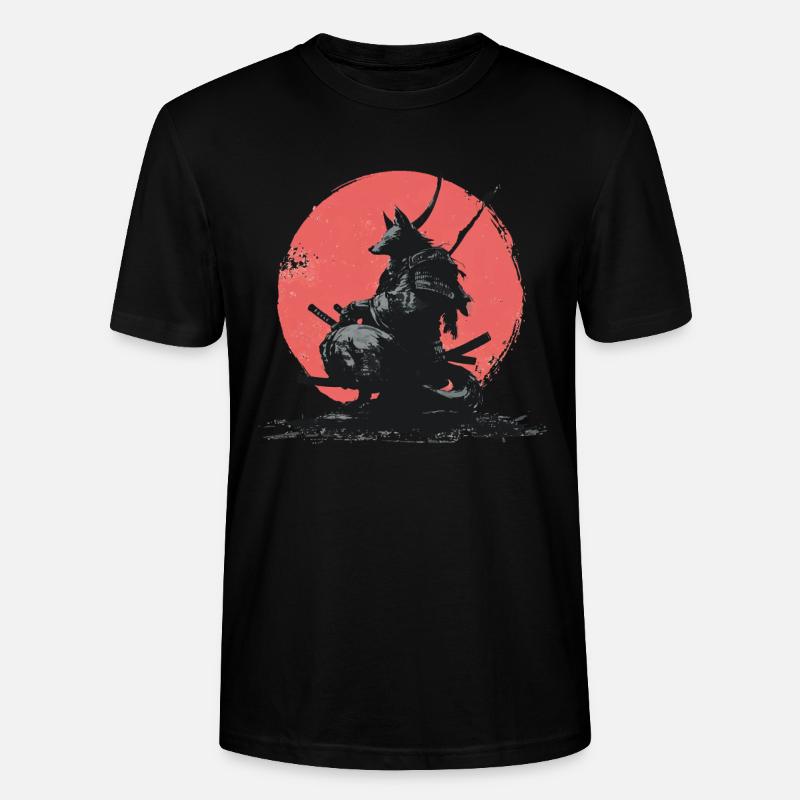 Wolf Samurai sur Red Sun - T-shirt bio CRAFTER Stanley Stella Unisexe - noir