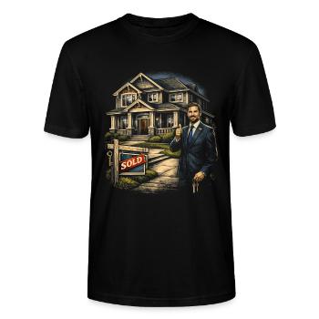 Immobilienmakler Makler - Stanley/Stella Unisex Bio-T-Shirt CRAFTER - Schwarz - Vorne - Alina (178cm) & Michal (187cm)