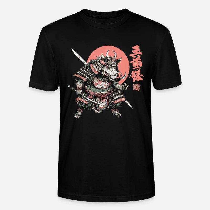 Boar Samurai under Crimson Sun - Stanley/Stella CRAFTER Unisex Organic T-Shirt - black