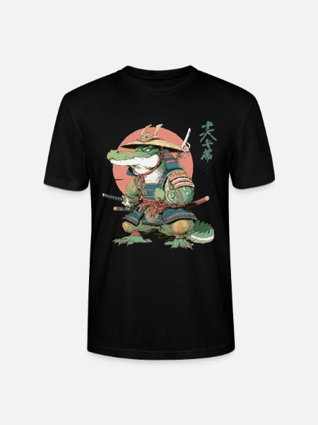 Samurai-Alligator in Sonnenuntergangsrüstung - Stanley/Stella Unisex Bio-T-Shirt CRAFTER - Schwarz