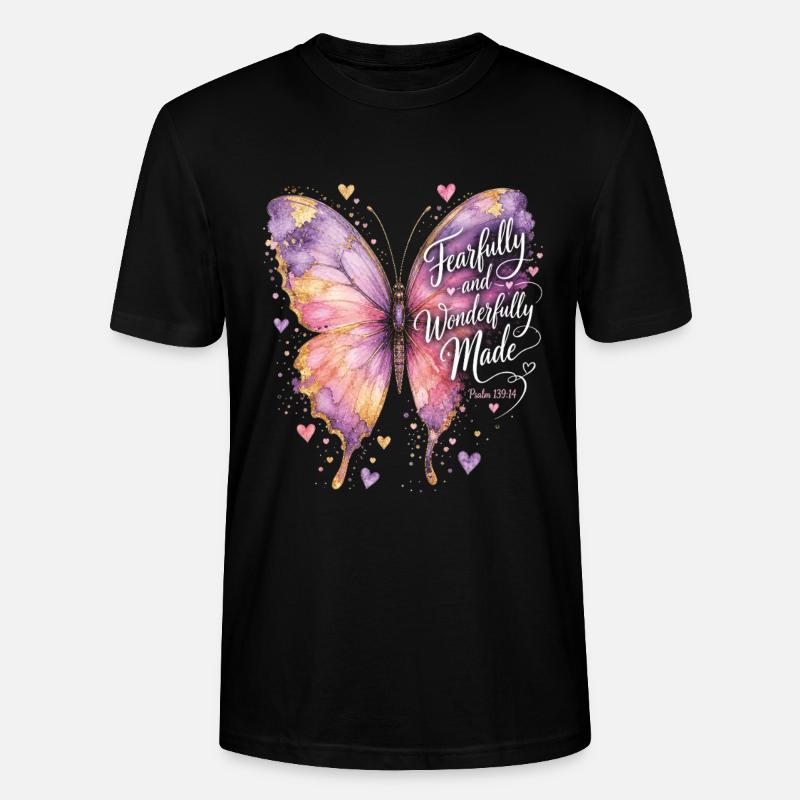 Wunderbar hergestellter christlicher Schmetterling - Stanley/Stella Unisex Bio-T-Shirt CRAFTER - Schwarz