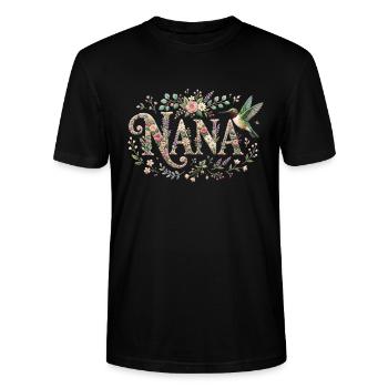 Ruby Throated Hummingbird Nana Grandma - Stanley/Stella CRAFTER Unisex Organic T-Shirt - black - Front - Alina (178cm) & Michal (187cm)