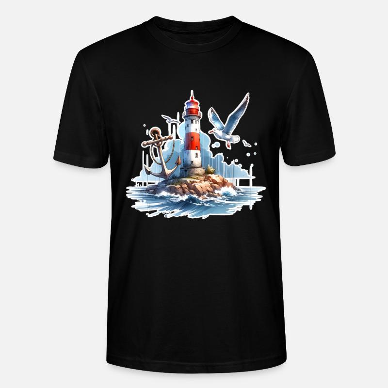 Leuchtturm Anker Möwe - Stanley/Stella Unisex Bio-T-Shirt CRAFTER - Schwarz