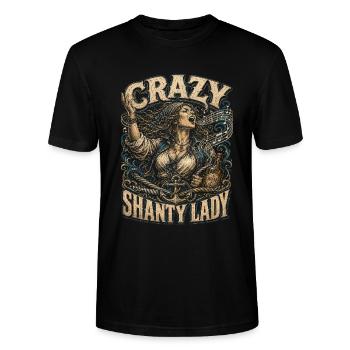 Shanty Choir Sea shanties Crazy Shanty Lady - Stanley/Stella CRAFTER Unisex Organic T-Shirt - black - Front - Alina (178cm) & Michal (187cm)