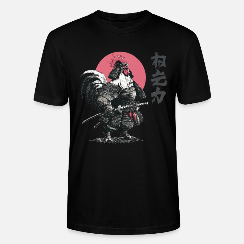 Hahn-Samurai-Rüstungsdruck - Stanley/Stella Unisex Bio-T-Shirt CRAFTER - Schwarz