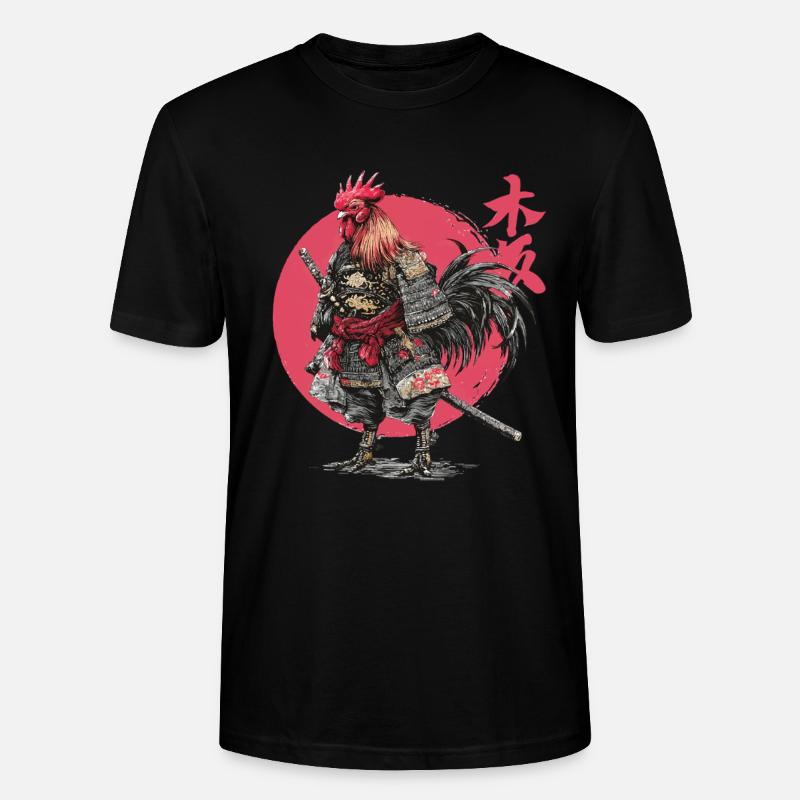 Rooster Samurai Armor Illustration - Stanley/Stella CRAFTER Unisex Organic T-Shirt - black