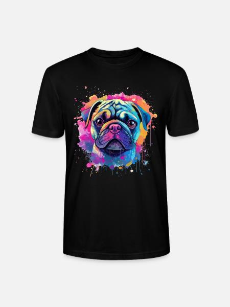 Lebendiges Mops-Splash-Porträt - Stanley/Stella Unisex Bio-T-Shirt CRAFTER - Schwarz