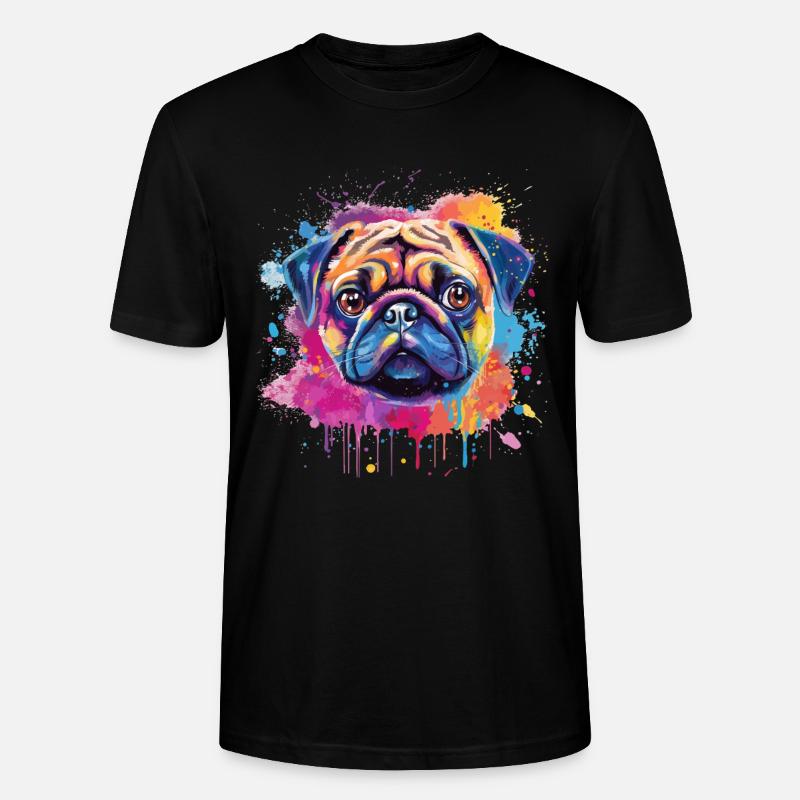 Lebendiges Mops-Splash-Porträt - Stanley/Stella Unisex Bio-T-Shirt CRAFTER - Schwarz