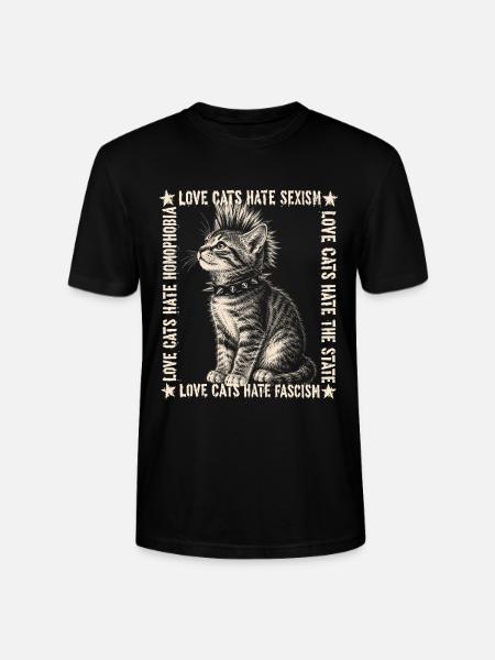 Punk Cat Love Cats Statement Shirt - Stanley/Stella CRAFTER Unisex Organic T-Shirt - black