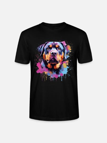 Rottweiler Bunker Splash Art Hund - Stanley/Stella Unisex Bio-T-Shirt CRAFTER - Schwarz