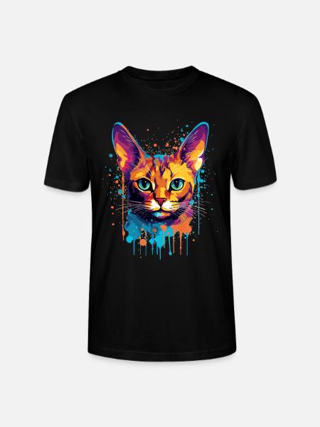 Bunte Splash-Kunst Abessinianisches Katzengesicht - Stanley/Stella Unisex Bio-T-Shirt CRAFTER - Schwarz