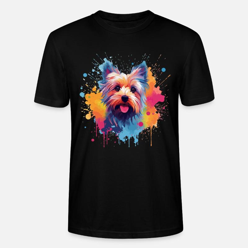 Yorkshire Terrier Bunte Hunde-Splash-Art - Stanley/Stella Unisex Bio-T-Shirt CRAFTER - Schwarz