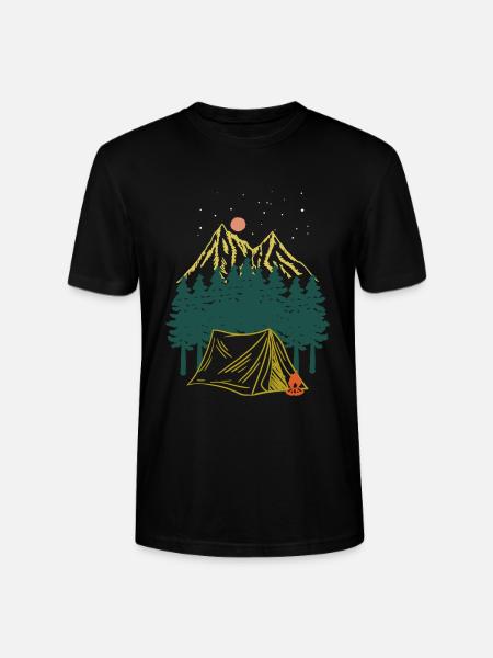 Starry Night Mountain Camping Adventure - Stanley/Stella CRAFTER Unisex Organic T-Shirt - black