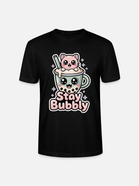 Bubble Tea T-Shirt Stay Bubbly Kawaii - Stanley/Stella CRAFTER Unisex Organic T-Shirt - black