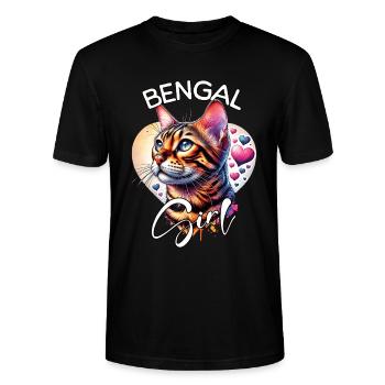 Bengal Cat Mädchen Bengalkatze - Stanley/Stella Unisex Bio-T-Shirt CRAFTER - Schwarz - Vorne - Alina (178cm) & Michal (187cm)