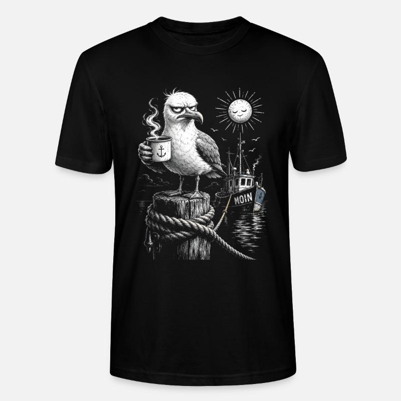 MOIN – Grummeliges Möwe mit Kaffee - T-shirt bio CRAFTER Stanley Stella Unisexe - noir