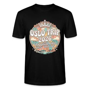 Voyage à Oslo 2026 Vacances des filles de remise des diplômes - T-shirt bio CRAFTER Stanley Stella Unisexe - noir - Devant - Alina (178cm) & Michal (187cm)