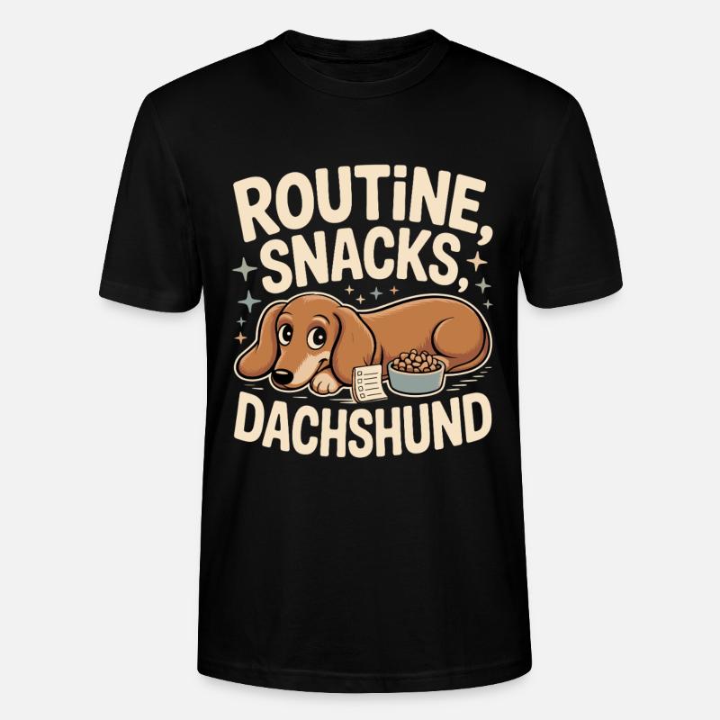 Routine Snacks Dachshund - Stanley/Stella CRAFTER Unisex Organic T-Shirt - black