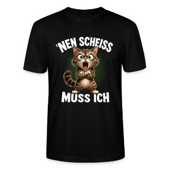 'Nen Scheiss muss ich Lustige KatzeFrecher Spruch - Stanley/Stella Unisex Bio-T-Shirt CRAFTER - Schwarz - Vorne - Alina (178cm) & Michal (187cm)