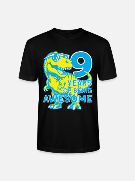 DINO 9 YEARS DINOSAUR 9TH BIRTHDAY - Stanley/Stella CRAFTER Unisex Organic T-Shirt - black