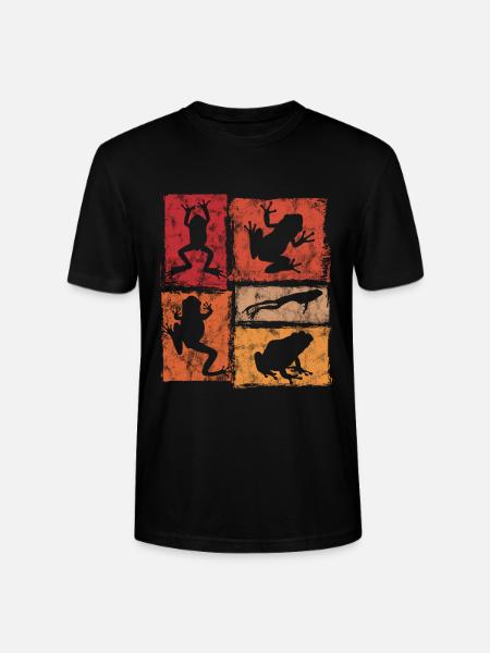 Frogs Retro Graphic - Frog Silhouettes - Stanley/Stella CRAFTER Unisex Organic T-Shirt - black