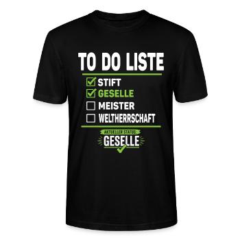 To Do Liste Geselle Ausbildung Bestanden Geschenk - Stanley/Stella Unisex Bio-T-Shirt CRAFTER - Schwarz - Vorne - Alina (178cm) & Michal (187cm)