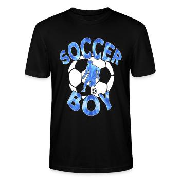 FUßBALLER SOCCER BOY FUßBALL - Stanley/Stella Unisex Bio-T-Shirt CRAFTER - Schwarz - Vorne - Alina (178cm) & Michal (187cm)