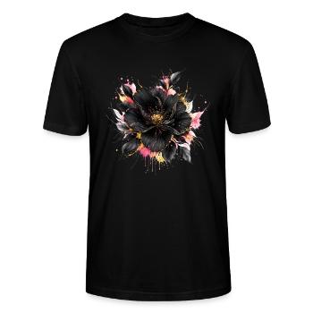 Black flower with gold accents - Stanley/Stella CRAFTER Unisex Organic T-Shirt - black - Front - Alina (178cm) & Michal (187cm)