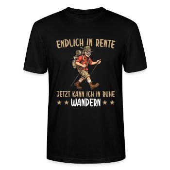 Rente In Ruhe Wandern- Renteneintritt Mann - Stanley/Stella Unisex Bio-T-Shirt CRAFTER - Schwarz - Vorne - Alina (178cm) & Michal (187cm)